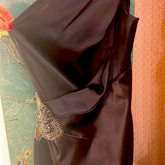 Eliza J black satan cocktail dress EUC SIZE 4 - Picture 2 of 7